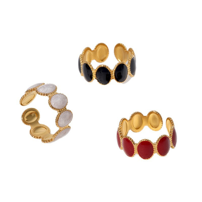 Minimalist Crown-Shaped Titanium Steel Adjustable Open Ring for Women with Plated Finish