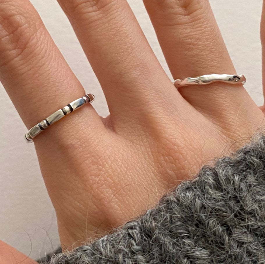 Minimalist Geometric Square-Shaped 925 Sterling Silver Ring for Women with Clean Line Design