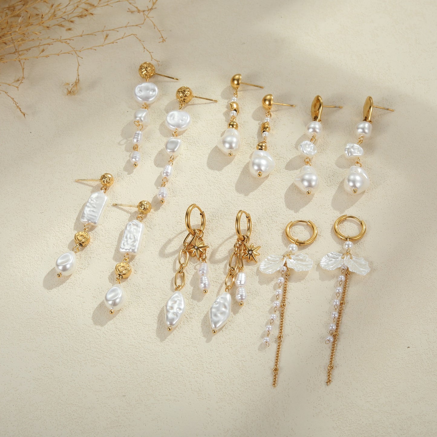 Orecchini da donna in acciaio inossidabile placcato oro 18 carati a forma di stella, geometrici, stile barocco vintage, gioielli di lusso alla moda