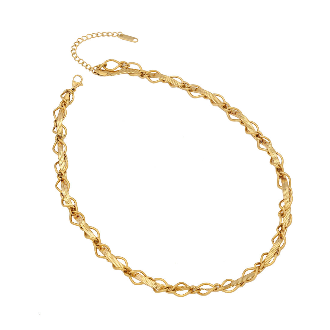 Collana Personalizzata da Donna a Doppio Strato Ondulato in Acciaio Inox con Finitura Placcata