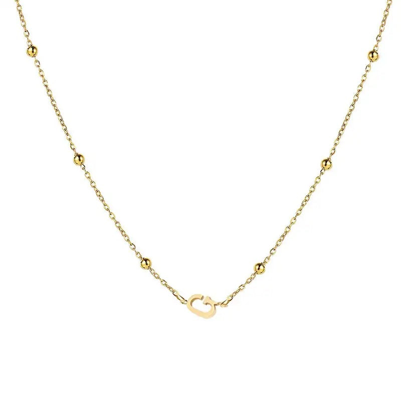 Collana con Lettera in Acciaio Inossidabile Placcato Oro Minimalista con Catena a Sfera