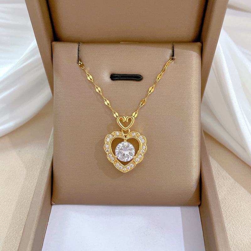 Collar con colgante de diamantes de imitación, geométrico y minimalista, de acero de titanio para mujer, cadena irregular, acabado chapado