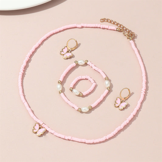 Minimalist Butterfly Pendant Necklace for Girls Made of Resin with Alloy Charm on Box Chain