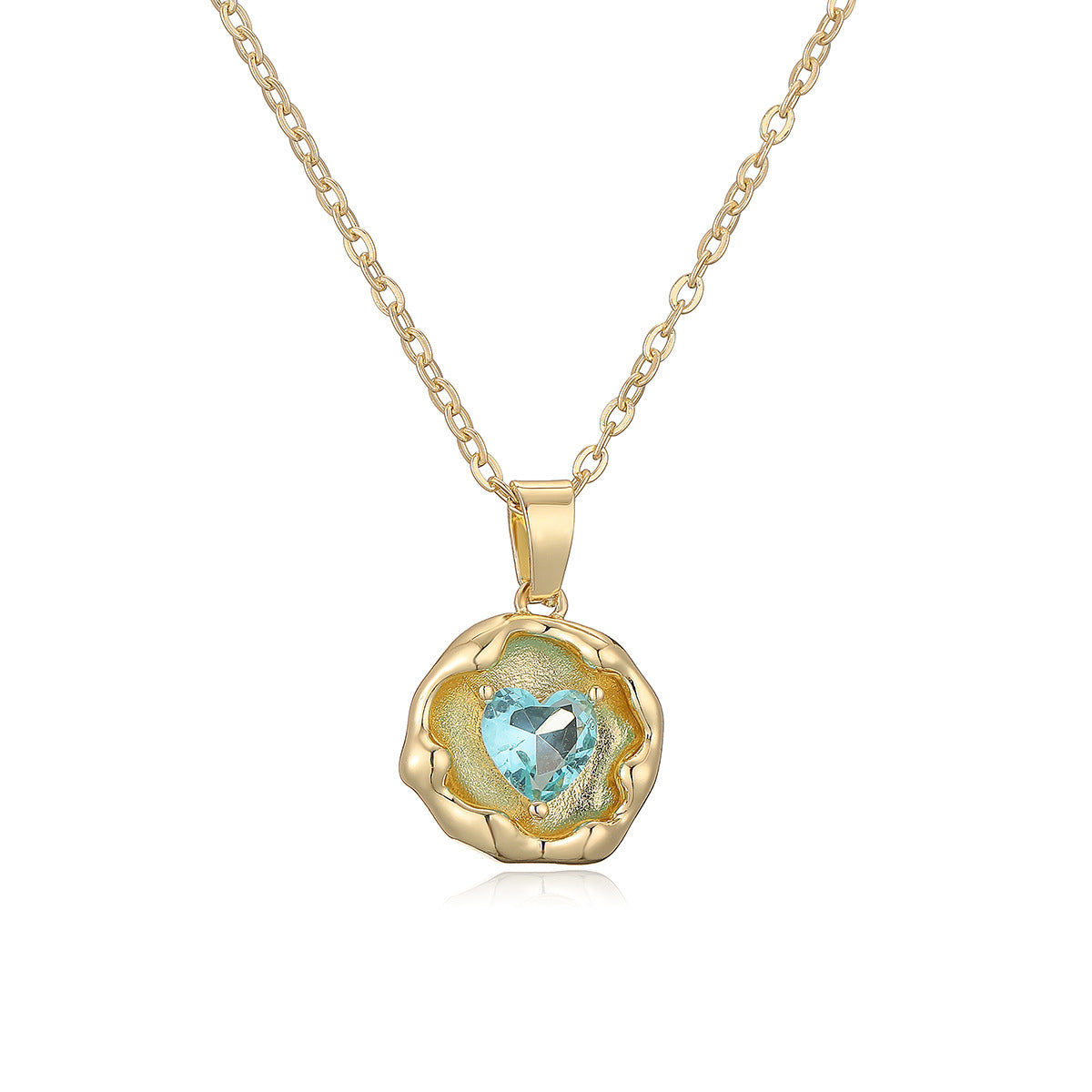 Minimalist Geometric Pendant Necklace for Women with Gold-Plated Copper and Zircon, Elegant Locket-Style Clavicle Chain