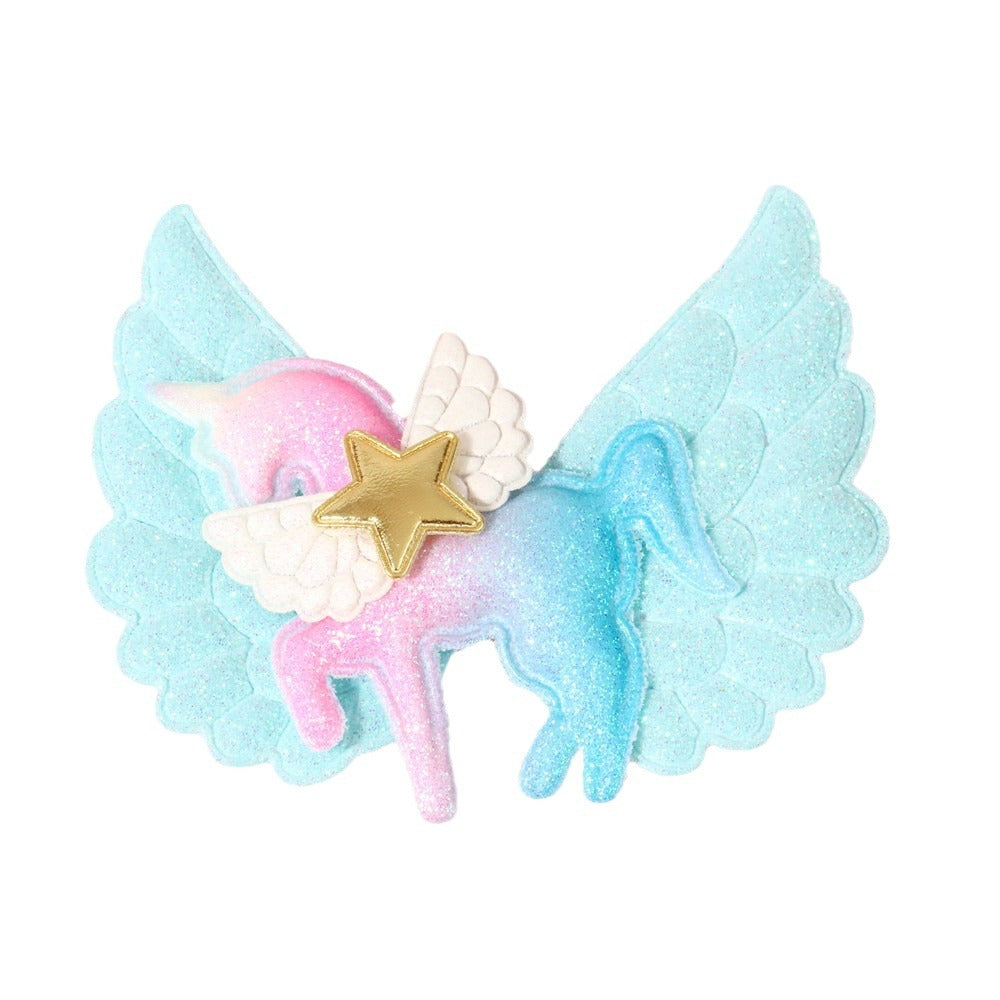 Fermaglio per Capelli a Forma di Unicorno dei Cartoni Animati per Bambini, in Tessuto Morbido, a Becco d'Anatra, Antiscivolo, con Bordo Arrotondato, nei Colori Pastello Macaron