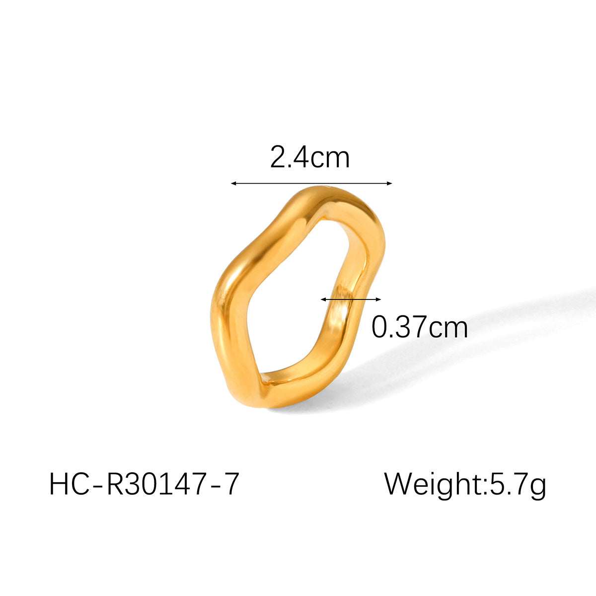 Minimalist Wave-Shaped Stainless Steel Open Ring for Women with Plated Finish and Ocean-Inspired Design