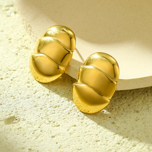 Orecchini da donna minimalisti ed eleganti in acciaio inossidabile a trama cava con placcatura in oro 18 carati