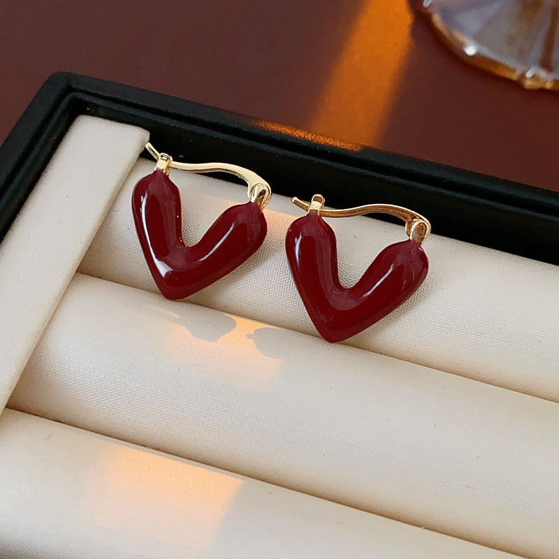 Elegant Geometric Earrings for Women with Enamel Finish in Copper and Stainless Steel Studs