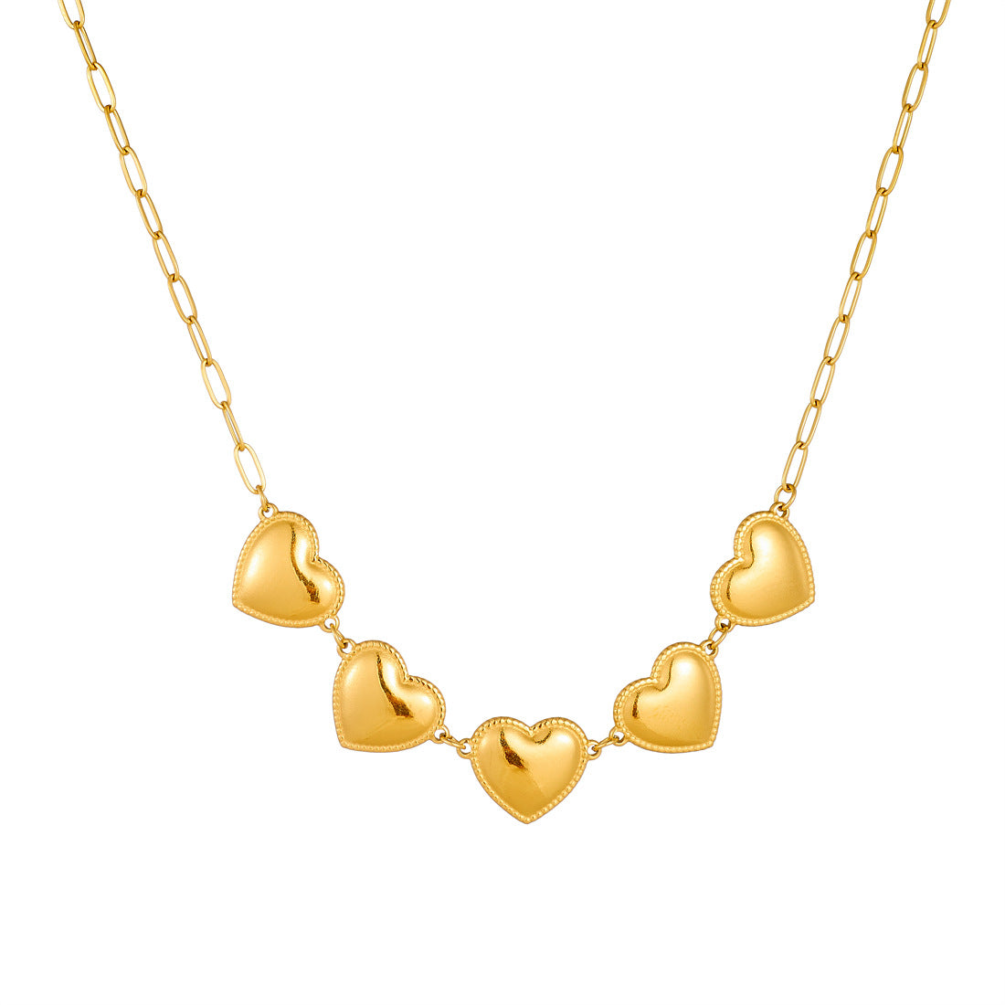 Minimalist Business Gold Plated Stainless Steel Heart Necklace for Women