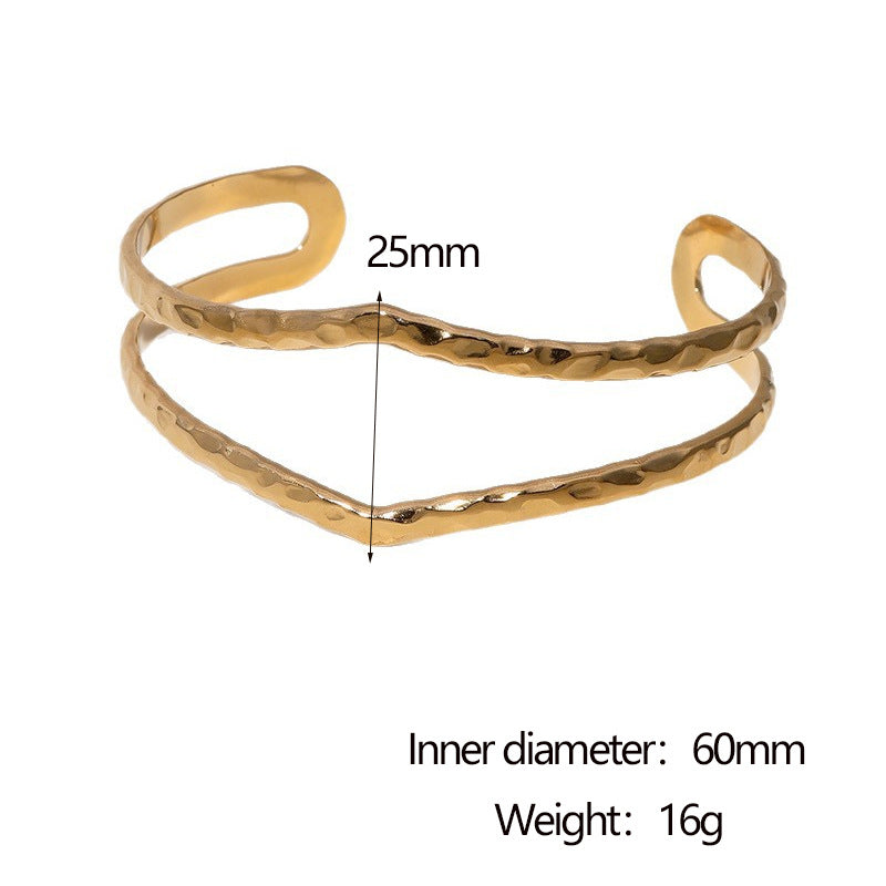 Minimalist Geometric Stainless Steel Bracelet with Plated Finish for Women, Hypoallergenic and Fade-Resistant