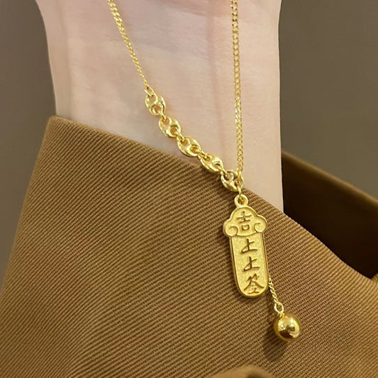 Fashionable OL Style Letter-Shaped Titanium Steel Necklace with Plating Finish for Women, Non-Fading Clavicle Chain