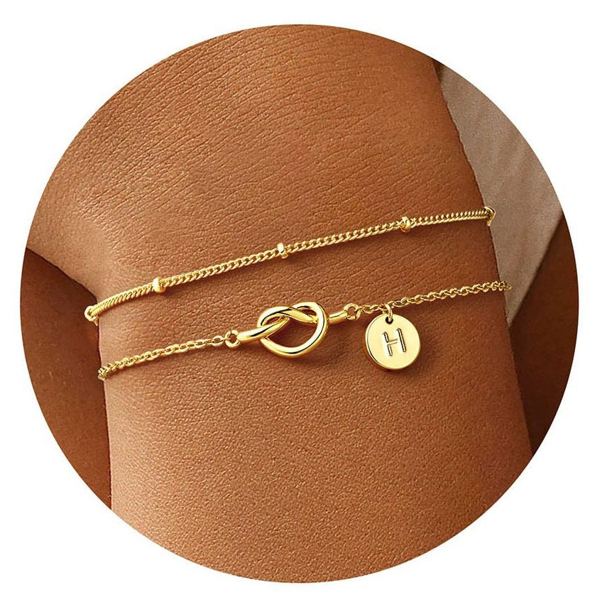 Fashion Layered Stainless Steel Letter Bracelet for Women