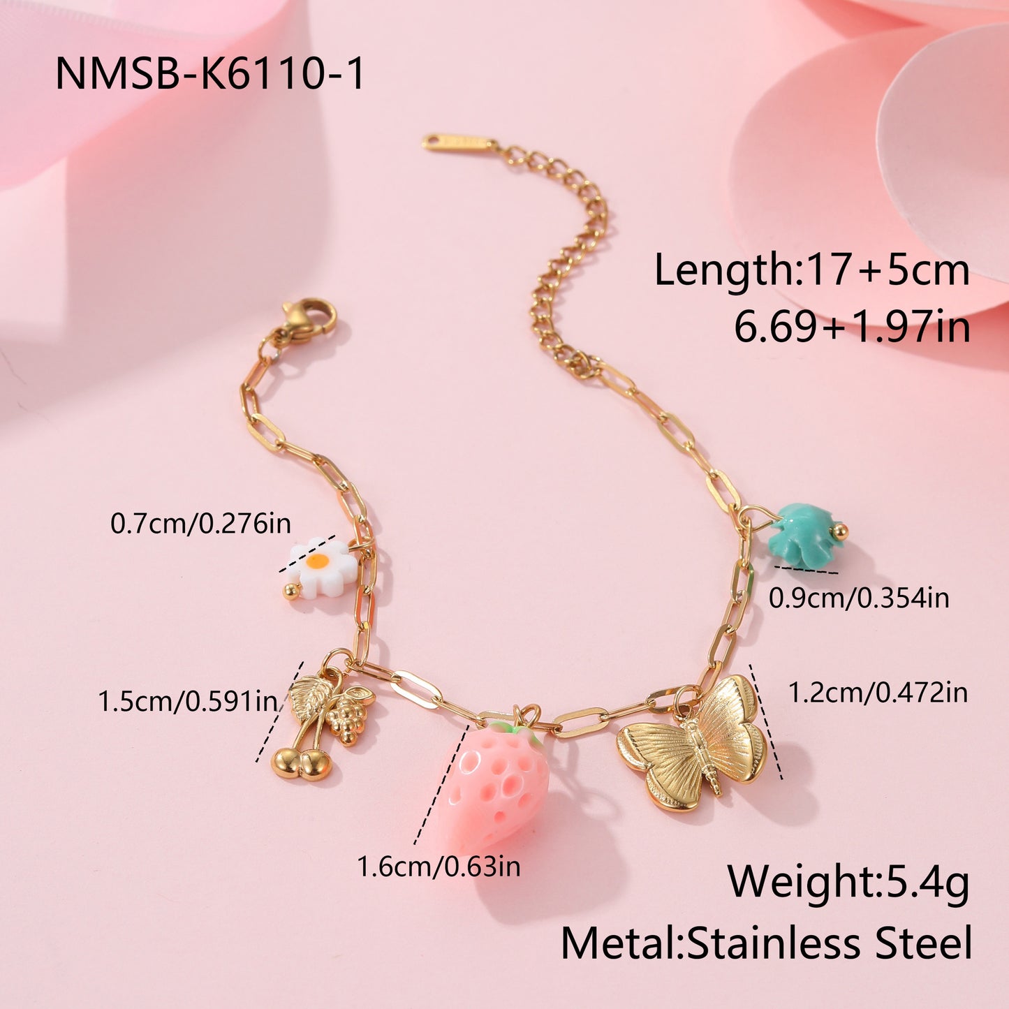 Collana con Pendente in Acciaio Inossidabile a Forma di Frutta alla Moda con Finitura Placcata per Donne, Catena con Ciondolo a Limone, Fragola e Uva