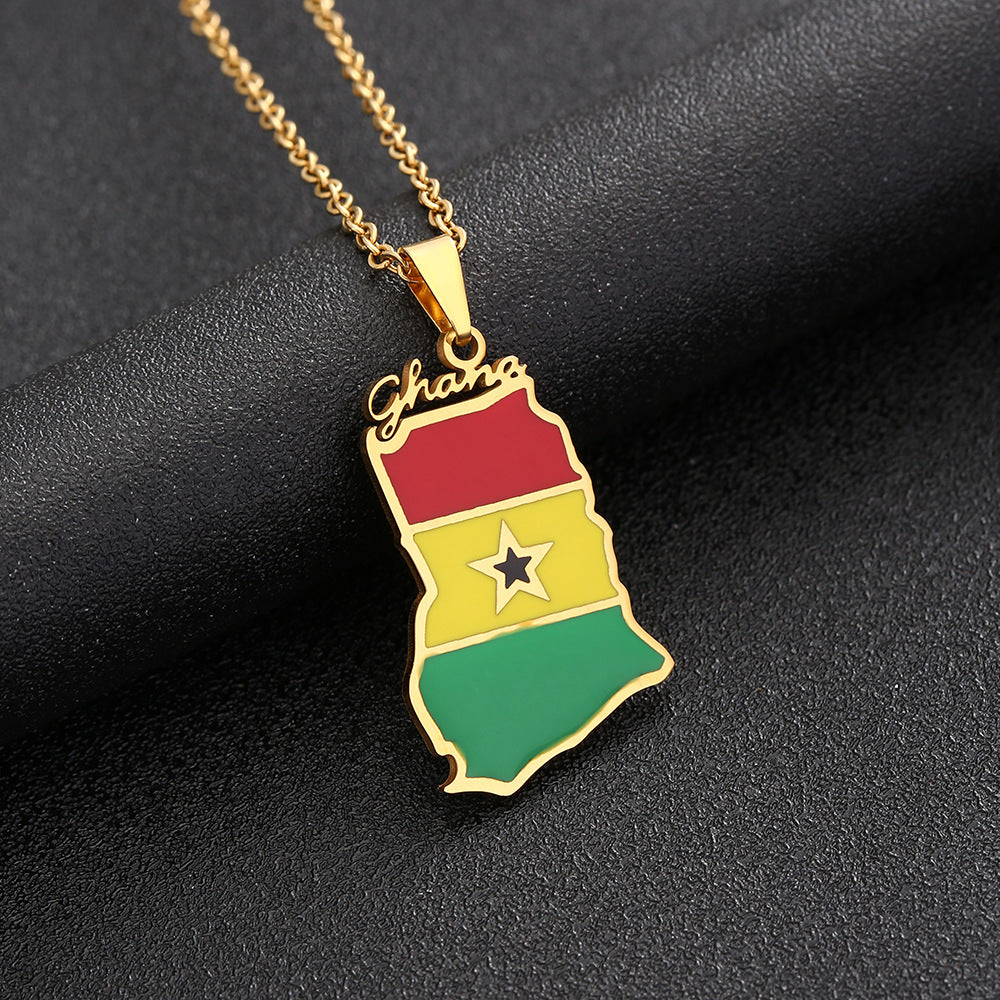 Collana con ciondolo geometrico etnico vintage in acciaio inossidabile con finitura smaltata, unisex