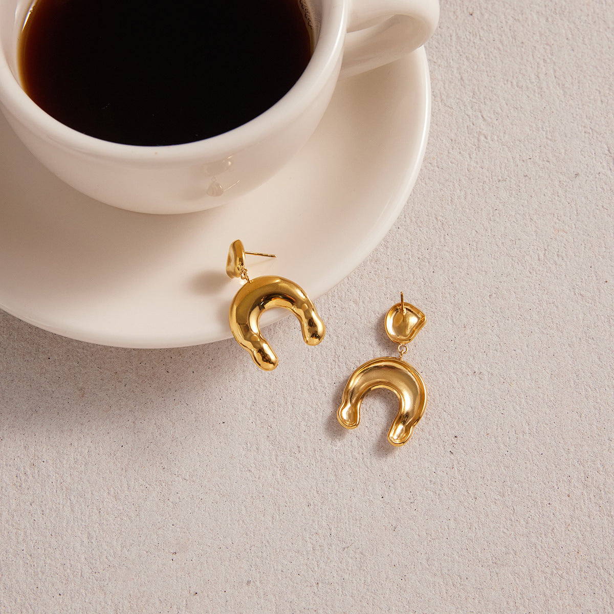 Pendientes de acero inoxidable geométricos para mujer con acabado chapado, pendientes de moda de estilo lujoso