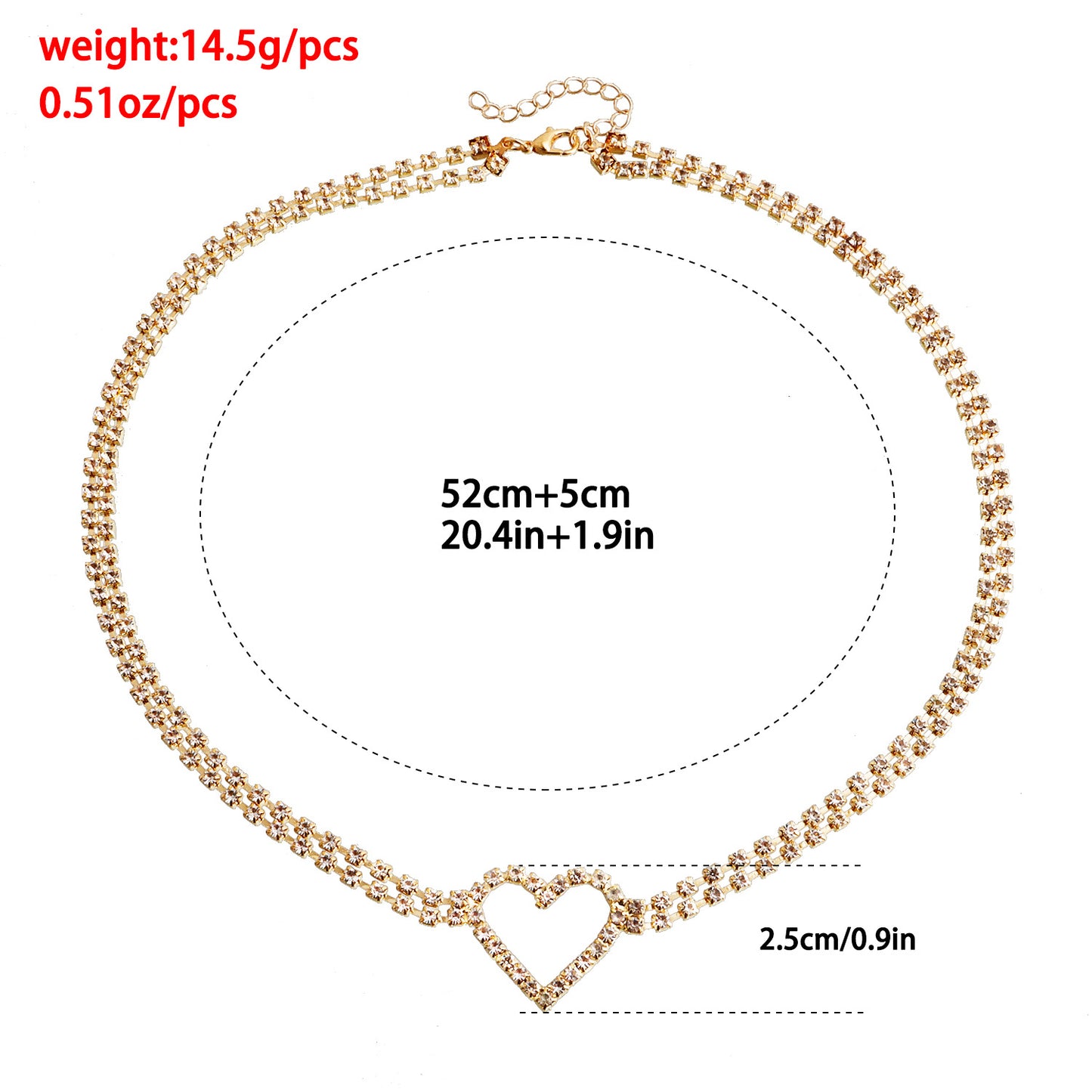 Minimalist Double-Layer Heart-Shaped Alloy Anklet with Prong-Set Rhinestone Accents for Women