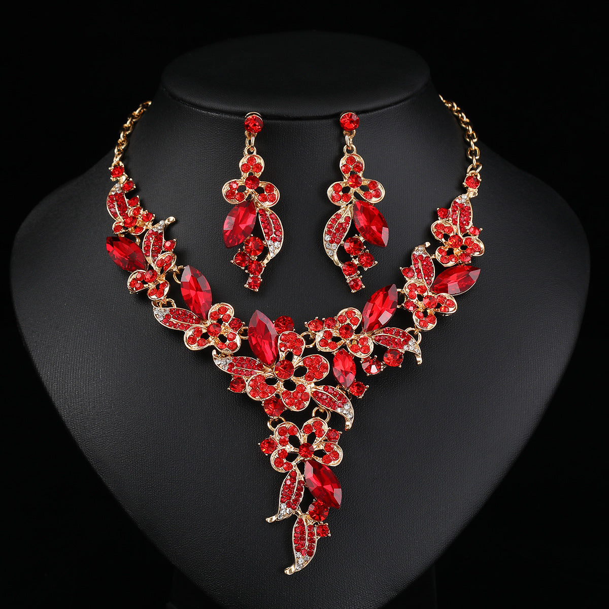 Personalized Floral Alloy Jewelry Set with O-Chain Necklace and Earrings