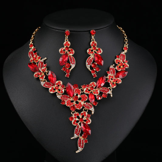 Conjunto de Joyas Personalizadas de Aleación Floral con Collar de Cadena O y Pendientes