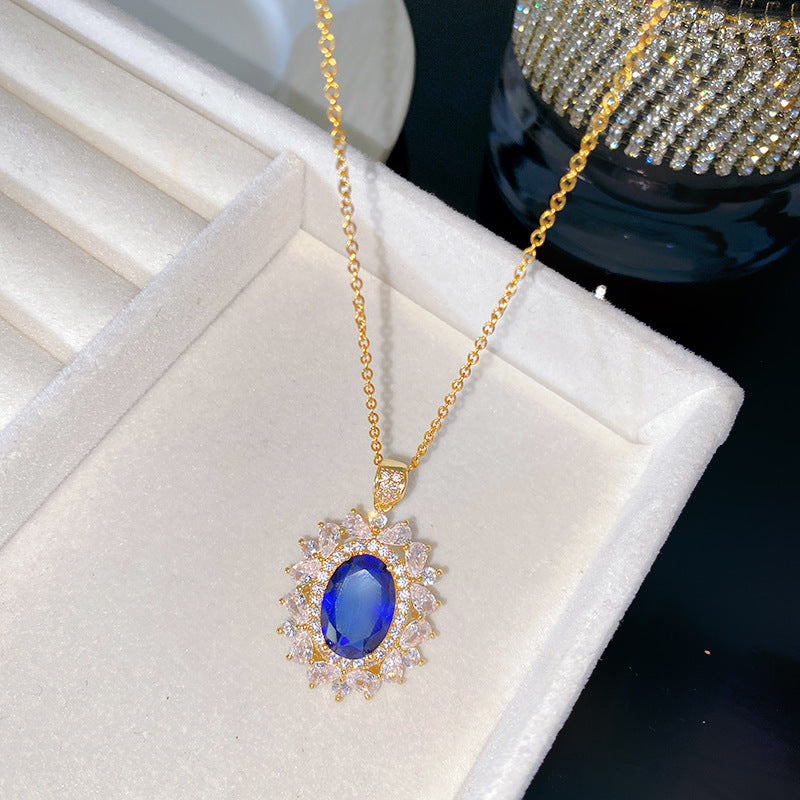 Vintage Sweet Sporty Heart Fruit Cubic Zirconia Plated Titanium Steel Necklace with Brass Pendant Cable Chain
