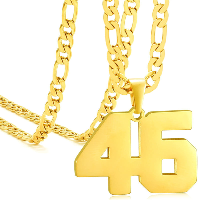 Minimalist Numeric Pendant Necklace for Men and Women Stainless Steel Chain with Polished Titanium Steel Charm