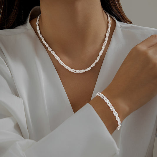Minimalist Geometric Multi-Layer Neck Chain for Women with Copper Base and Electroplated Finish