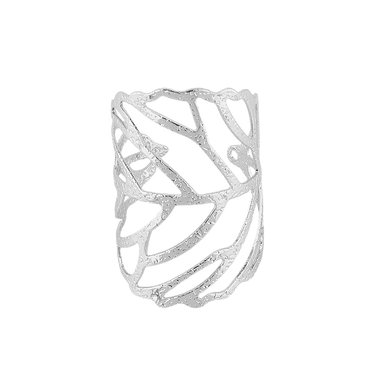 Set de anillos de pulsera de moda estilo vintage chapados en hierro con hojas geométricas y brazaletes abiertos para fiestas y vacaciones