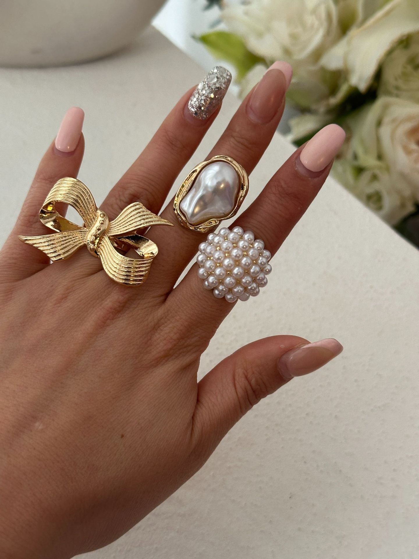 Fashion Geometric Bow Alloy Plated Open Ring for Women