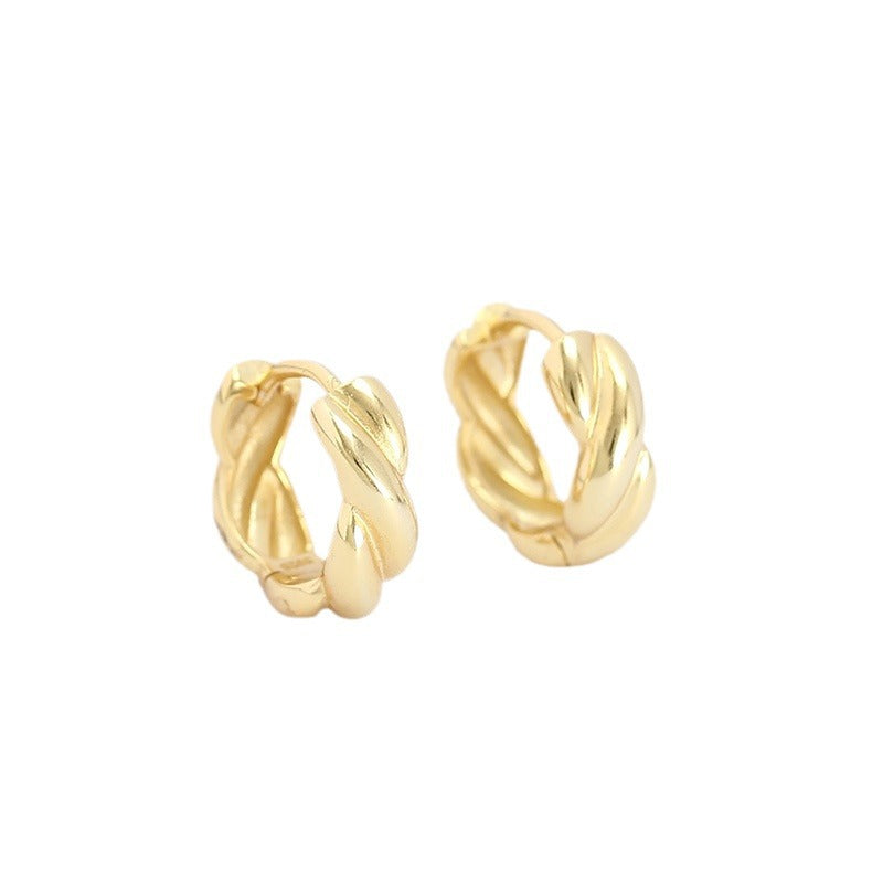 Fashionable OL Geometric Twisted Rope S925 Sterling Silver Hoop Earrings for Women