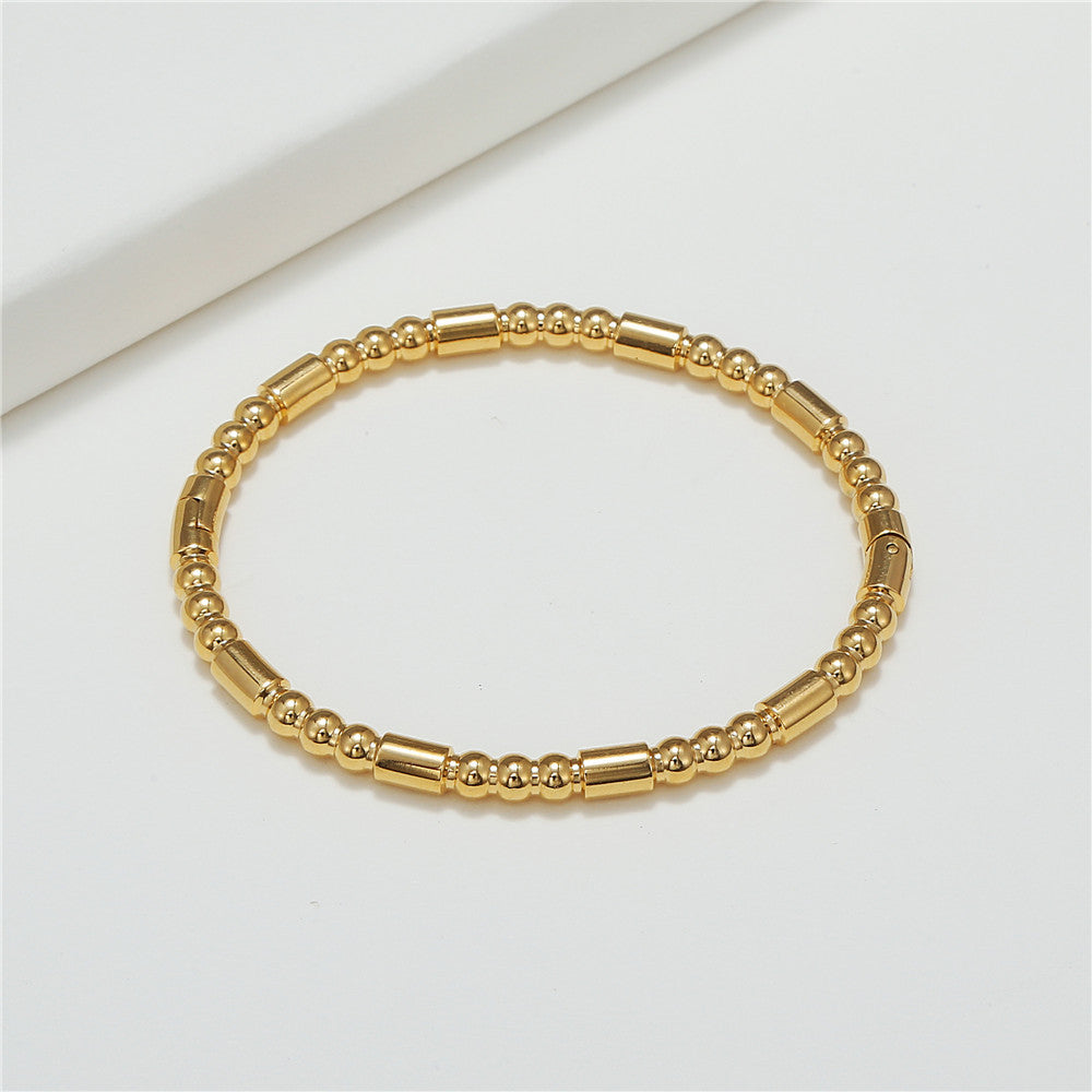 Minimalist Geometric Titanium Steel Bracelet with Gold Inlay for Women and Unisex Fashionable Office Wear