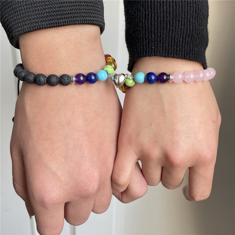 Geometric Round Natural Stone Bracelet Set for Couples