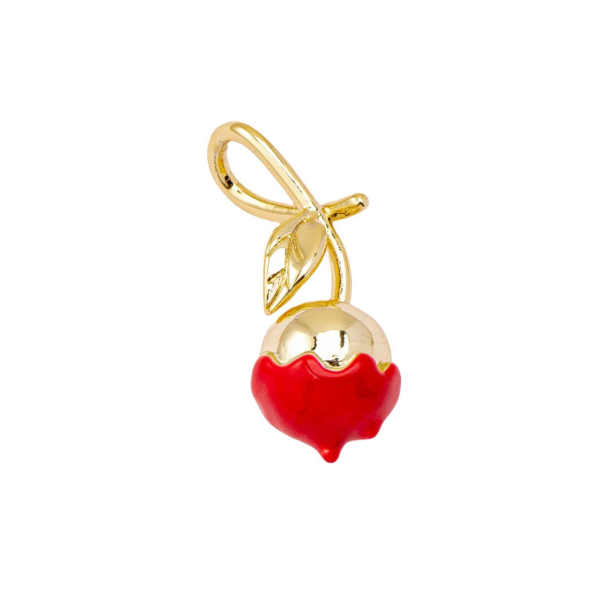 Vintage 18K Gold Plated Brass Drip Oil Cartoon Fruit Charm Bar for Women