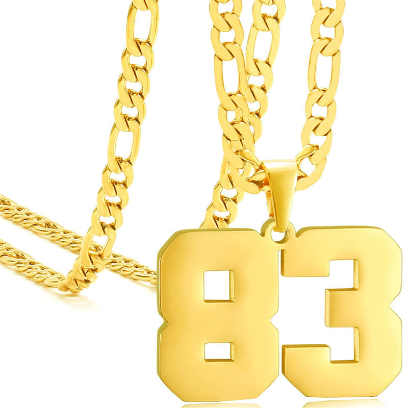 Minimalist Numeric Pendant Necklace for Men and Women Stainless Steel Chain with Polished Titanium Steel Charm