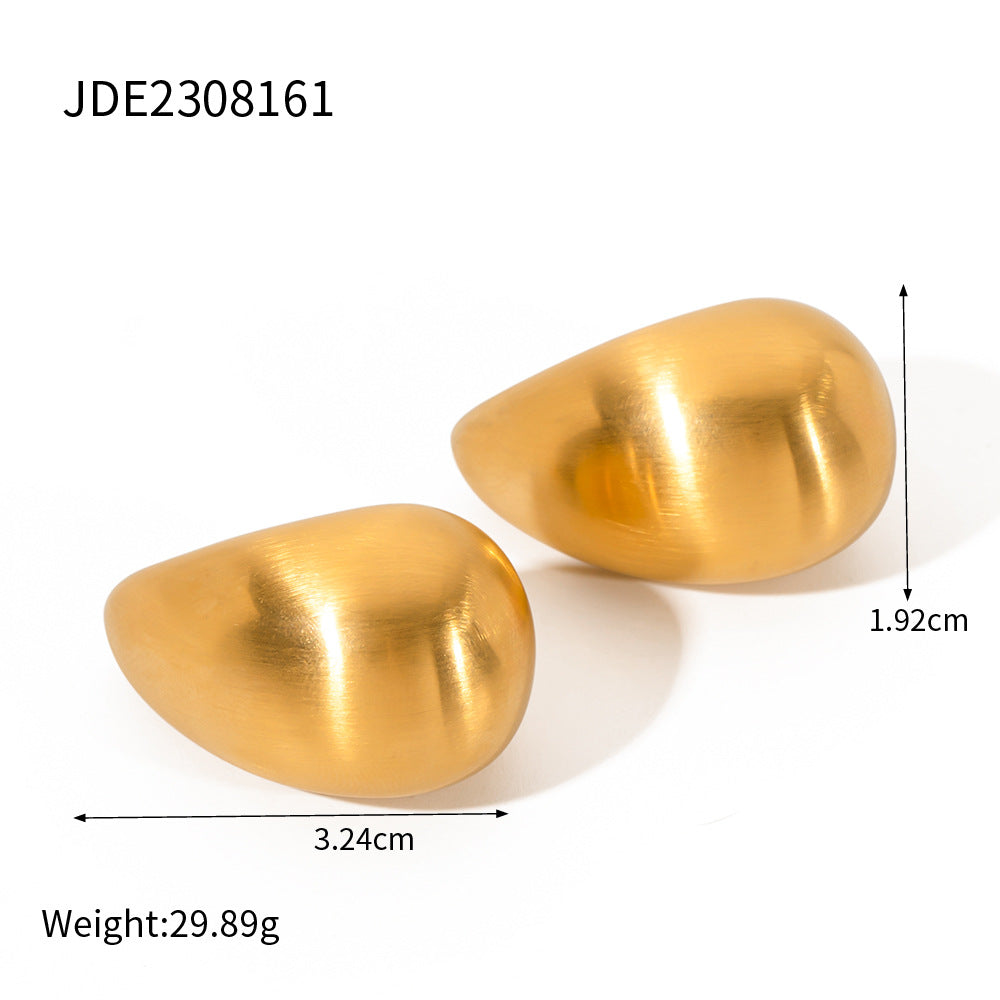 French Style 18K Gold Plated Stainless Steel Hollow Water Drop Geometric Earrings for Women
