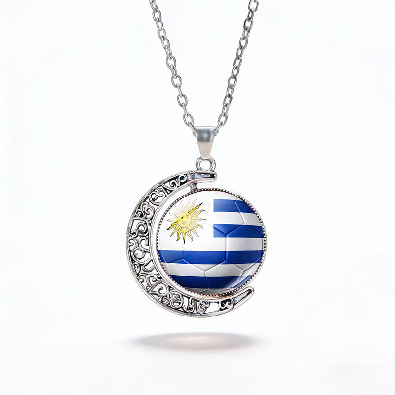 Casual Unisex Alloy Plated Moon Geometric Pendant Crystal Necklace