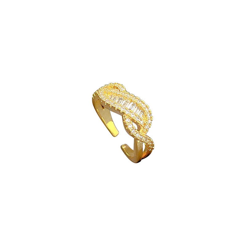 Cartoon Style Crown-Shaped Brass Ring with Plating Finish Adjustable Fashion Ring for Women