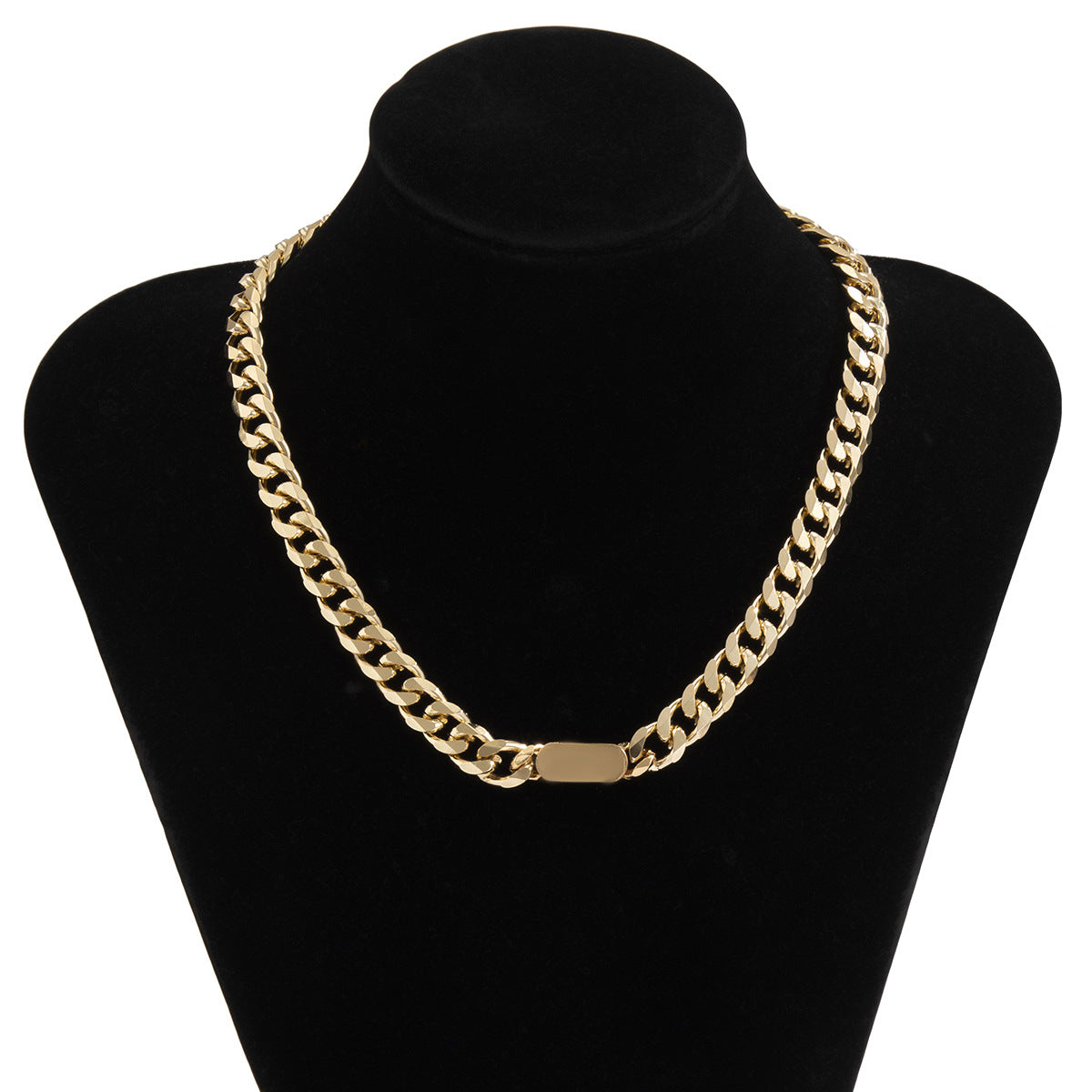Collar de aleación geométrica personalizada con cadena gruesa de cruz y cierre de metal