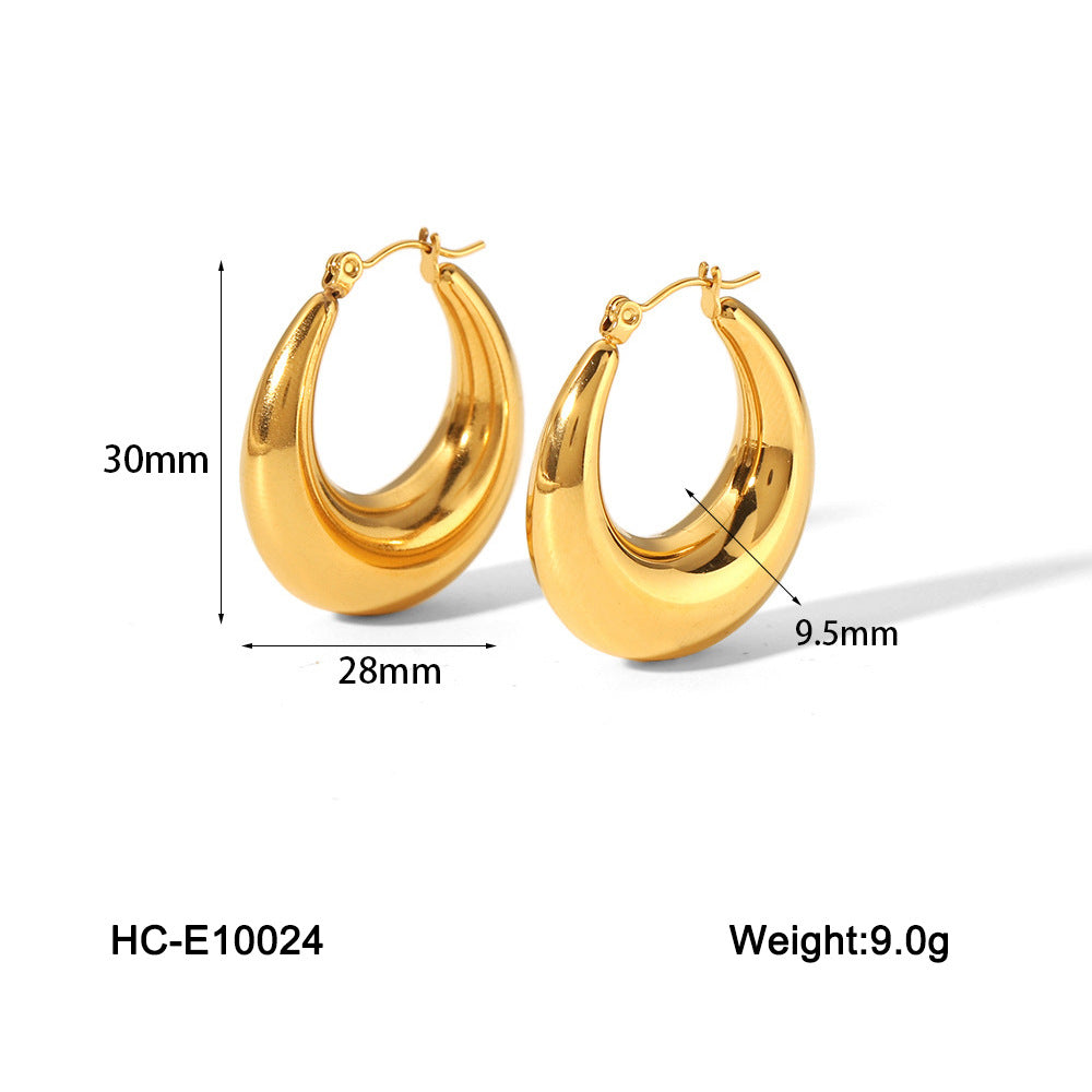 Pendientes de Acero Inoxidable Huecos Geométricos Minimalistas para Mujer con Acabado Chapado