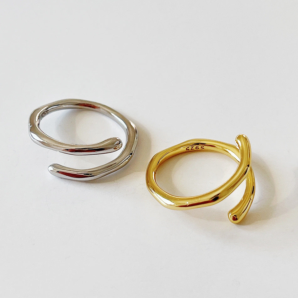 Minimalist Punk Sweet 925 Sterling Silver Geometric Ring for Couples