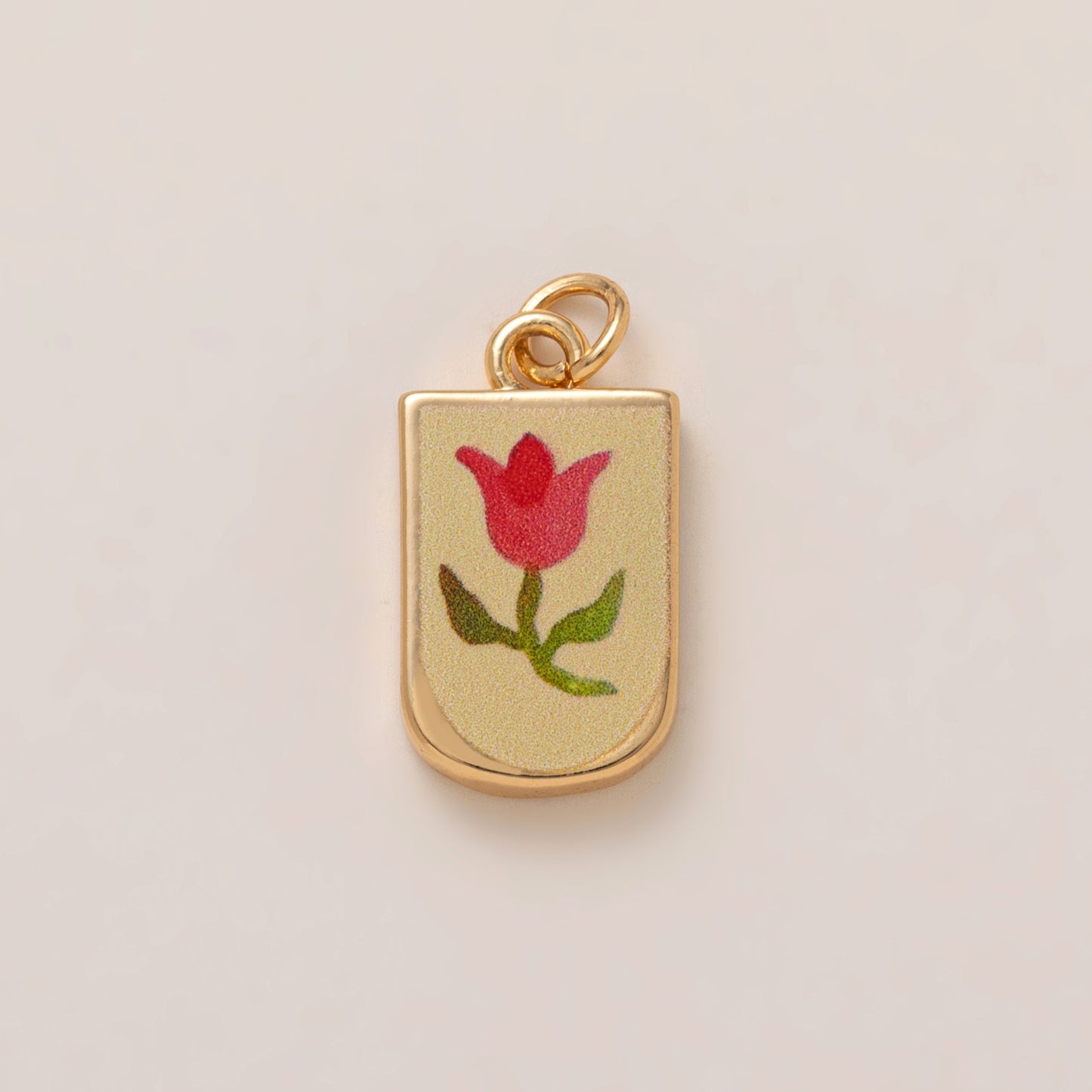 Elegant 18K Gold Plated Square Floral Brass Charm Bar for Women