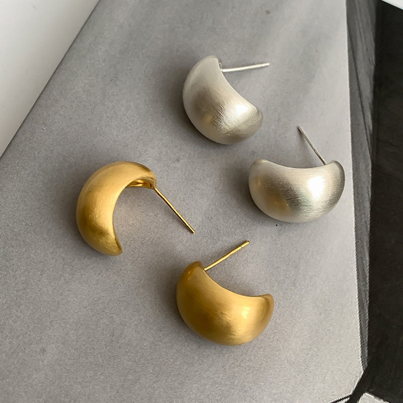 Pendientes de botón geométricos texturizados minimalistas para mujer en cobre chapado con postes de plata 925, lujo, moda, uso diario