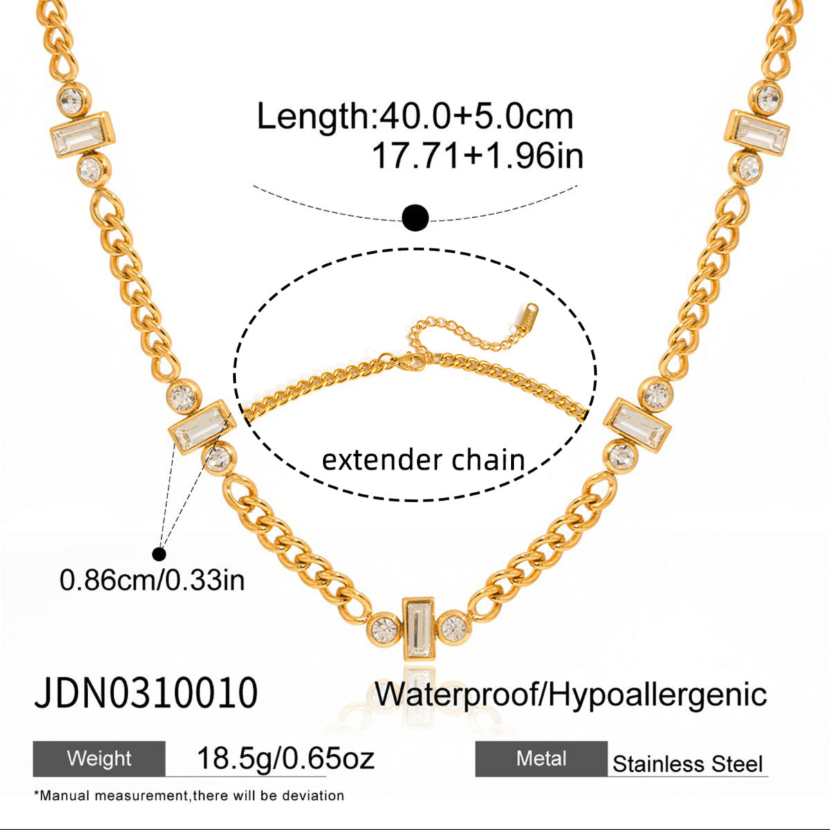 Collana da donna in acciaio inossidabile geometrica minimalista con placcatura in oro PVD, catena sottile per clavicola