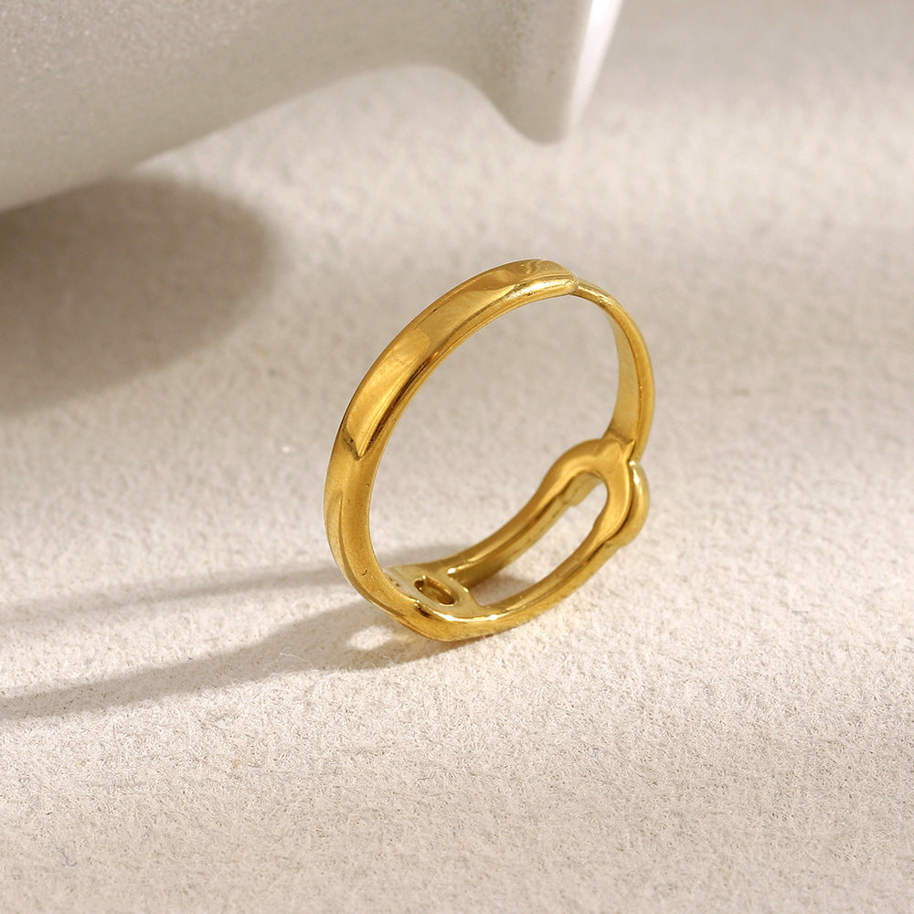 Minimalist Geometric Stainless Steel Ring with 18K Gold Plating for Women