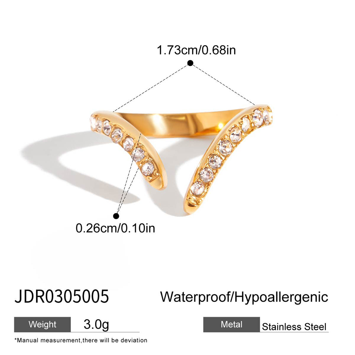 Anello da Donna Geometrico Placcato in Acciaio Inossidabile con Zirconi, Gioielli Minimalisti e di Tendenza