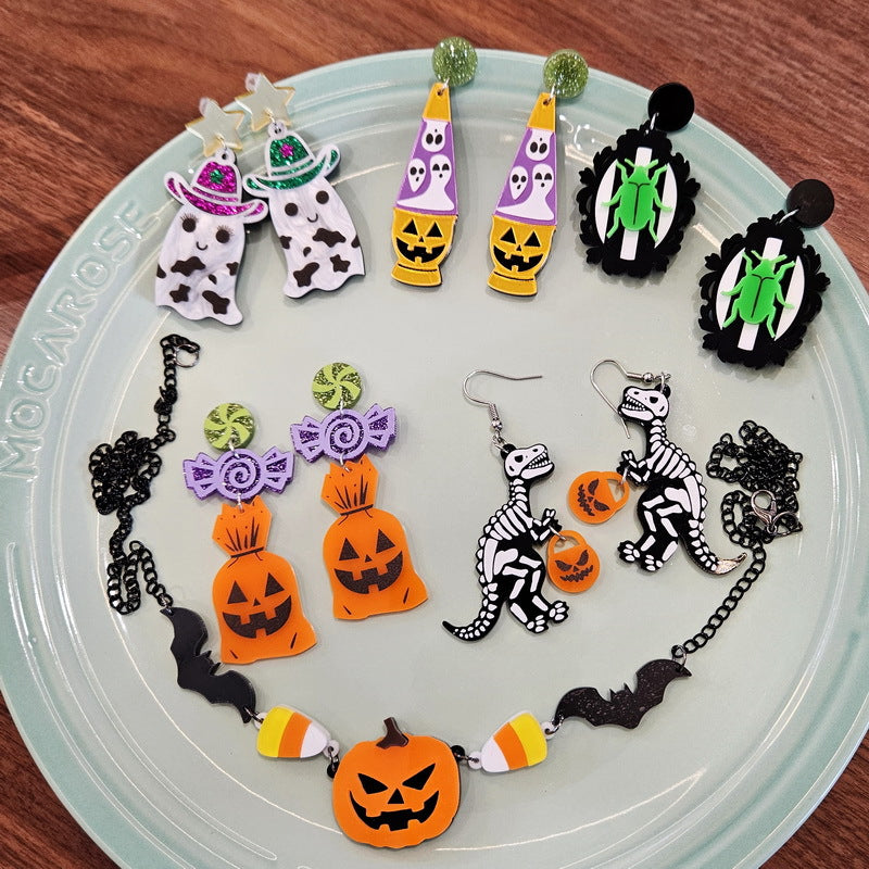 Lindo sombrero vaquero occidental de Halloween con estrella y motivos de vaca, acrílico, accesorio asimétrico de fiesta para mujer