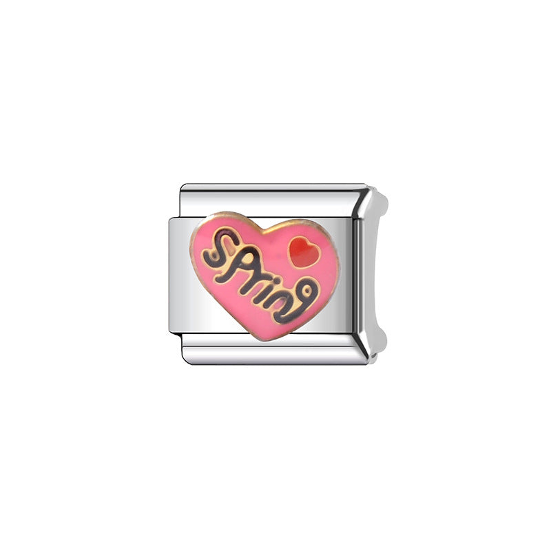 Vintage Sweet Heart Shaped Stainless Steel Plated DIY Charm Bar