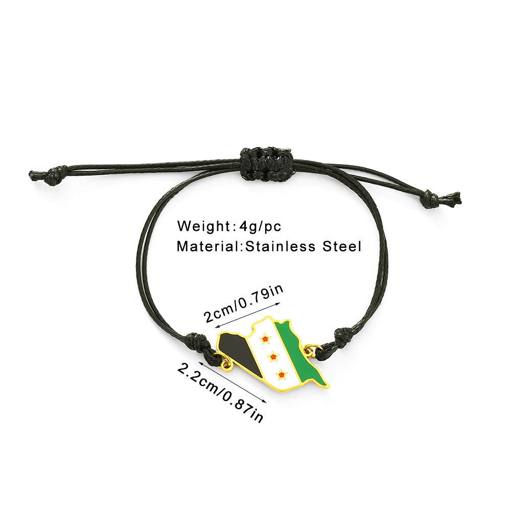 Bracciale pendente vintage in acciaio inossidabile smaltato da uomo e da donna con cordino in pelle