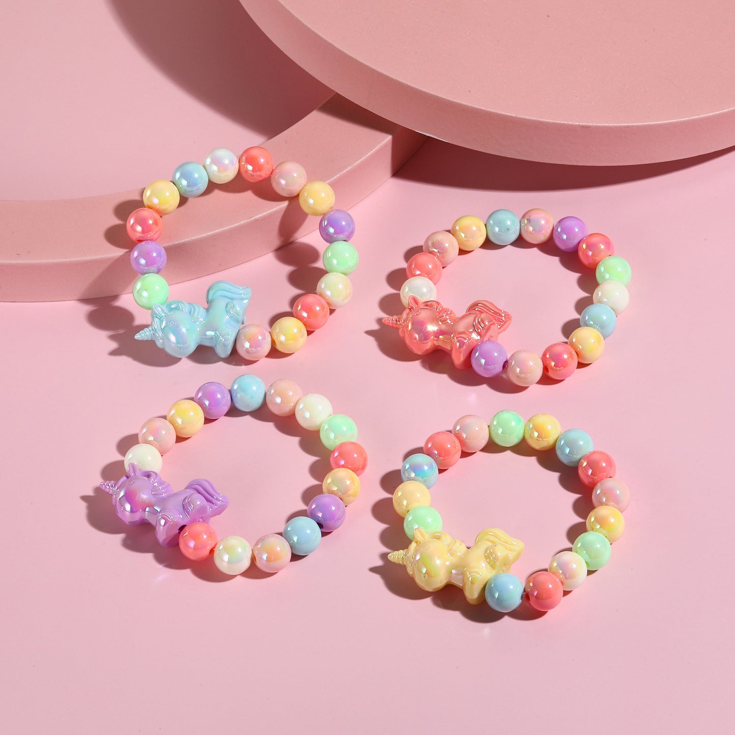 Cartoon Unicorn Acrylic Children's Bracelet in Pastel Glow Colors for Girls Aged 3 to 10 Years