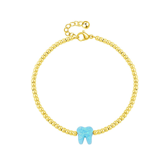 Minimalist Fashionable Gold-Plated Titanium Steel Tooth-Shaped Bracelet for Women with Geometric Design and Elegant Versatile Style
