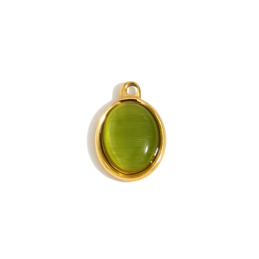 Ciondolo Floreale Minimalista in Acciaio Inossidabile con Placcatura in Oro 18K e Dettagli in Smalto