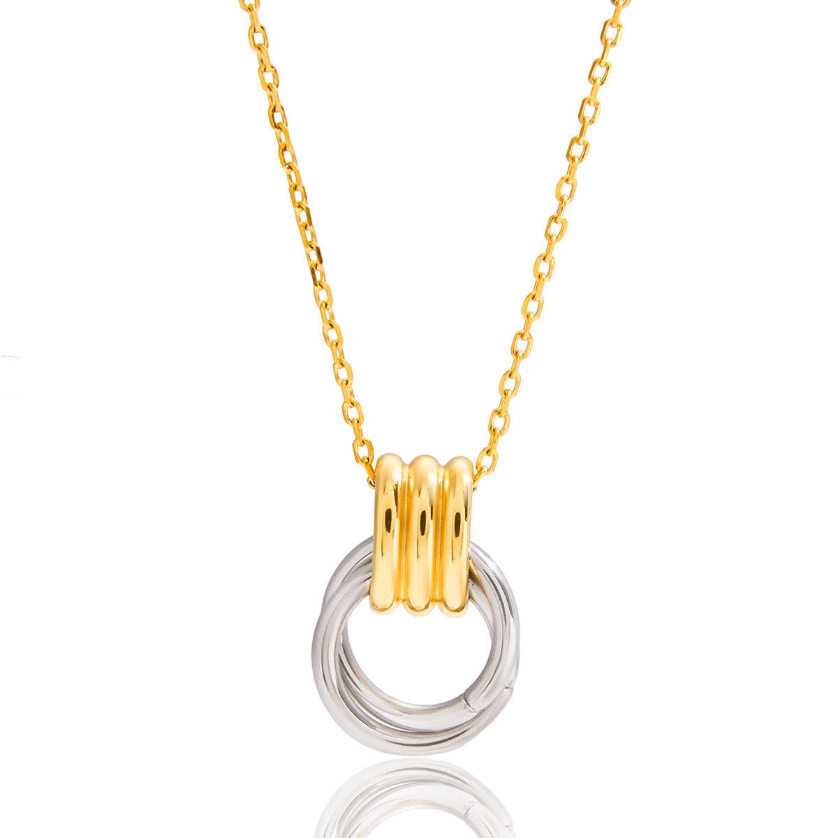 Collana Geometrica Placcata in Acciaio al Titanio da Donna con Catena in Acciaio Inossidabile, Accessorio di Moda Ipoallergenico e Resistente allo Sbiadimento